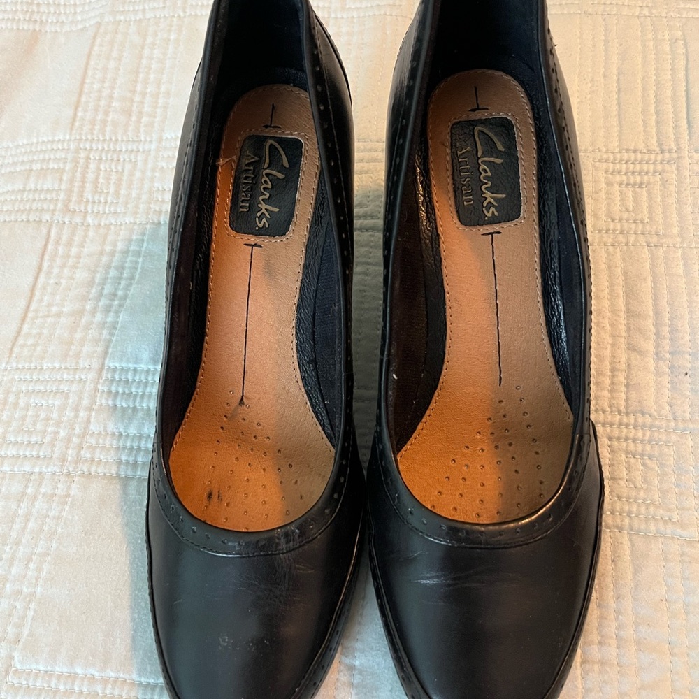 Clarks Women's Black Leather Heels